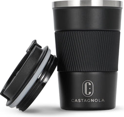 Castagnola Thermosbeker - Koffiebeker To Go - Dubbelwandig - 380 ML - Zwart