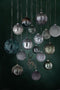 J-Line kerstbal Glitter - glas - antraciet grijs - medium - doos van 4