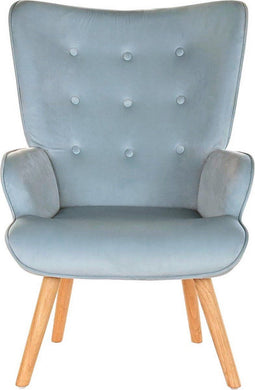 Armstoel DKD Home Decor Natuurlijk Hout Polyester Hemelsblauw (67 x 75 x 96 cm)