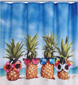 Douchegordijn Funanas 180x200 cm - vrolijk douchegordijn met tropische ananassen
