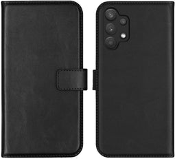 Selencia Galaxy A32 (5G) - Echt Lederen Bookcase - Ruimte voor 3 pasjes - Zwart