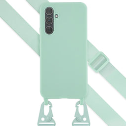 Selencia Hoesje Geschikt voor Samsung Galaxy A54 (5G) Hoesje Met Koord - Selencia Siliconen hoesje met afneembaar koord - Turquoise