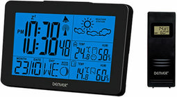 Denver WS-530 Black - Weerstation met alarmfunctie - Binnen- en Buitenshuis - Luchtvochtigheid meter - Indicator voor openstaande ramen - Zwart