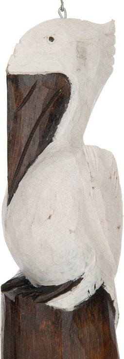J-Line windgong Pelikaan Alabasia - hout/bamboe - wit/bruin