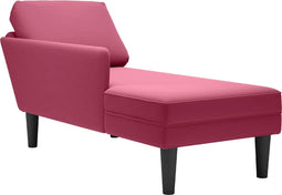 vidaXL - Chaise - longue - met - kussen - en - rechterarmleuning - fluweel - wijnrood