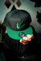 Capiche® Snapback Pet Heren – T-Rex – Zwart & Groen – Verstelbaar met Druksluiting – Sportcap – Baseball Cap – Mannen Cap – Dino Pet