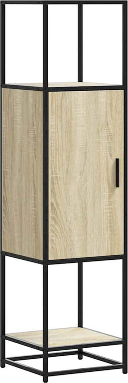 vidaXL - Hoge - kast - 35,5x35x139 - cm - bewerkt - hout - en - metaal - sonoma - eiken
