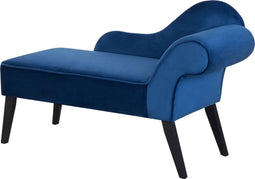 BIARRITZ - Chaise longue - Blauw - Rechterzijde - Fluweel