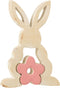 J-Line decoratie Konijn Bloem - hout - roze - large - paasdecoratie