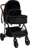 vidaXL - Kinderwagen - 3-in-1 - staal - antracietkleurig - en - zwart