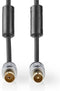 Nedis Coaxkabel - Coax Male naar Coax Female - Verguld - 75 Ohm - Dubbel Afgeschermd - 2.50 m - Antraciet