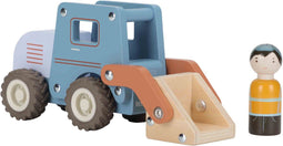 Little Dutch - Houten Graafmachine - Inclusief houten bouwvakker - Blauw