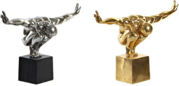 Decoratieve figuren DKD Home Decor Ziverachtig Gouden Hars (38 x 13.5 x 26 cm) (2 pcs)