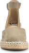 PS Poelman Enid - Espadrilles met Sleehak 8 cm - Khaki Groen - Maat 39
