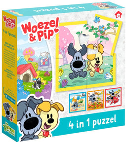 Bambolino Toys Woezel & Pip - 4 in 1 puzzel - 4, 6, 9 en 16 stukjes - geschikt vanaf 3 jaar (4 puzzels)
