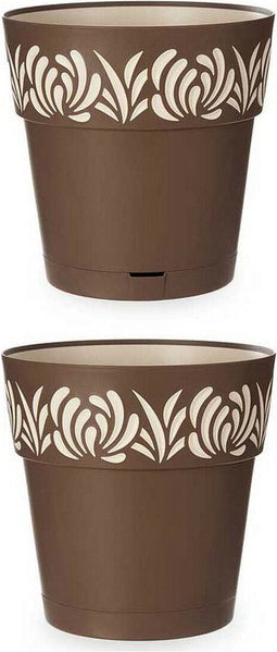Zelfwaterende bloempot Stefanplast Gaia Bruin Plastic Vanille 29 x 29 x 29 cm