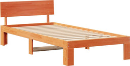 vidaXL - Bedframe - met - Hoofdbord - Gewaxte - Bruin - 100x200 - cm - Massief - Grenenhout