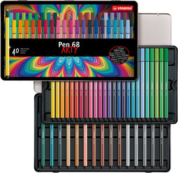 STABILO Pen 68 - Premium Viltstift - 40 Kleuren - Metalen Etui