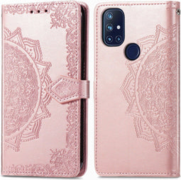iMoshion Hoesje Geschikt voor OnePlus Nord N10 5G Hoesje Met Pasjeshouder - iMoshion Mandala Bookcase - Rosé Goud