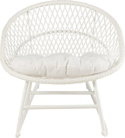 J-Line schommelstoel + kussen Zayo - metaal/riet - wit