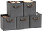 Woltu Opvouwbare Opbergboxen Set van 5 - Grijs - Met Handgrepen en Metalen Frame - 26 x 26 x 26,5 cm