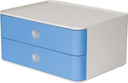 HAN smart-box - ALLISON - 2 lades - stapelbaar - wit/lichtblauw - HA-1120-84