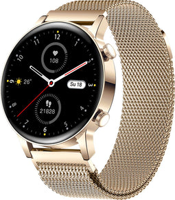 Valante Fit-Pro Smartwatch - Smartwatch Dames en Heren - Rosé goud staal - 41 mm - Stappenteller - Hartslagmeter - Bloeddrukmeter - Bellen via Bluetooth