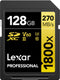 Lexar Professional 1800x - SDXC UHS-II Geheugenkaart - 128GB - Lezen 270MB/s Schrijven 180MB/s V60