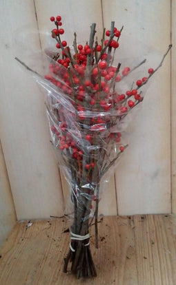 4 stuks Kerstgroen takken met bessen