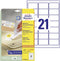 Avery L6023REV-25 - Afneembare Etiketten 63,5x38,1mm - Zelfklevend - Wit (525 stuks)