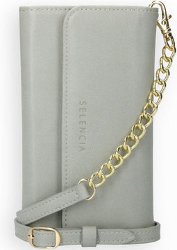 Selencia Hoesje Geschikt voor Samsung Galaxy S10 Hoesje Met Pasjeshouder - Selencia Eny Uitneembare Vegan Lederen Clutch - Grijs