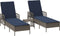 vidaXL - Ligbedden - 2 - stuks - met - Kussens - en - Tafel - Grijs - Poly - Rattan