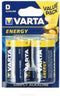 Varta ENERGY D - Alkaline batterijen LR20/D/Mono 1,5V - Langere levensduur en betrouwbare prestaties (2 stuks)
