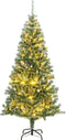 vidaXL - Kunstkerstboom - met - 300 - LED's - kerstballen - en - sneeuw - 240 - cm