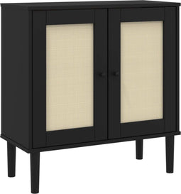 vidaXL - Dressoir - SENJA - 80x35x80 - cm - rattan - look - massief - grenenhout - zwart