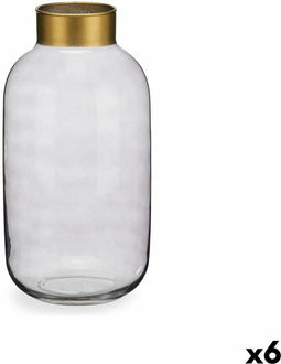 Vaas Grijs Gouden Glas 14,5 x 29,5 x 14,5 cm (6 Stuks)