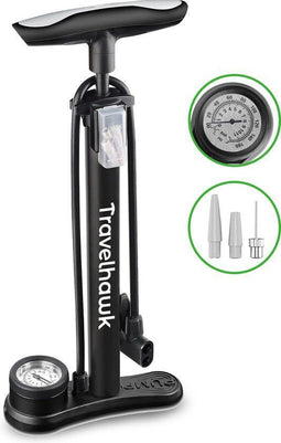 Travelhawk Fietspomp - Dubbele Ventielkop - Drukmeter - Ergonomisch Ontwerp