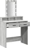 vidaXL - Make-uptafel - met - LED-verlichting - in - Grijs - Sonoma - - - 79x41x140 - cm