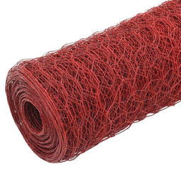 vidaXL Draadgaas hexagonaal 25x1.2 m staal met PVC coating rood