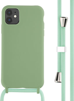 iMoshion Hoesje Geschikt voor iPhone 11 Hoesje Met Koord - iMoshion Siliconen hoesje met koord - Groen