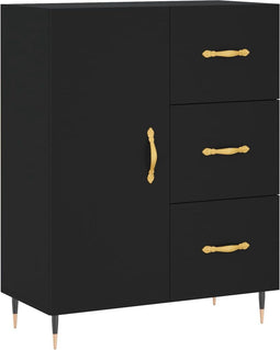 vidaXL - Dressoir - 69,5x34x90 - cm - bewerkt - hout - zwart