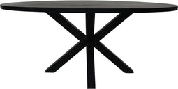 Ovale eettafel - 200x100x76 - Zwart - Mangohout/metaal