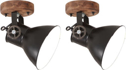 vidaXL Wand-/plafondlampen industrieel 2 st E27 20x25 cm zwart