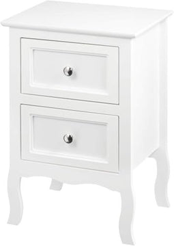 Woltu Nachtkastje Klassiek Retro Design - MDF Wit - 60x40x30 cm - 2 Laden