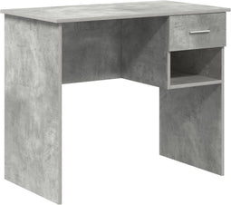 vidaXL - Bureau - met - Opbergruimte - in - Beton - Grijs - 90x49.5x75 - cm - van - Geengineerd - Hout