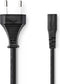 Nedis Stroomkabel - Euro Male - IEC-320-C1 - Recht - Recht - Vernikkeld - 2.00 m - Gekruld - PVC - Zwart - Envelop