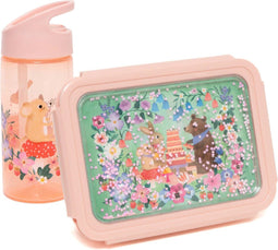 BEAU by Bo Petit Monkey Bentobox + Drinkfles Animals Picnic Back to School set - Roze