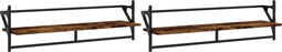 vidaXL - Wandschappen - met - stangen - 2 - st - 100x25x30 - cm - gerookt - eikenkleurig