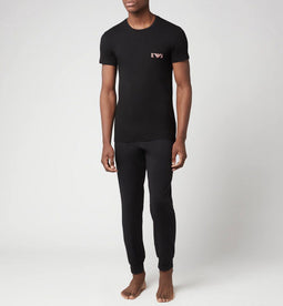 Emporio Armani - Bold Monogram Short Sleeve Pyjamashirt - Maat M - Zwart