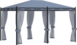 vidaXL - Prieel - met - horren - 3x4 - m - staal - antraciet